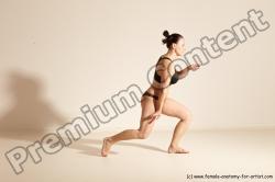 Underwear Martial art Woman White Moving poses Average long colored Dynamic poses Academic